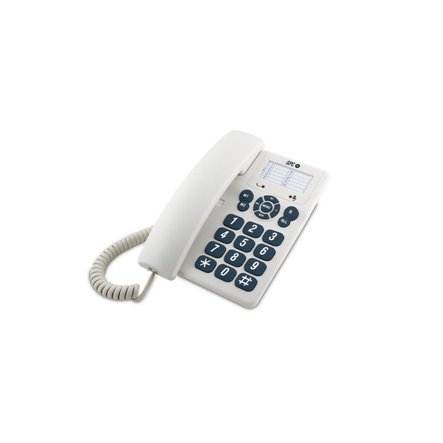 Teléfono Fijo SPC Office ID con Pantalla iluminada y Manos Libres – Blanco  – Shopavia